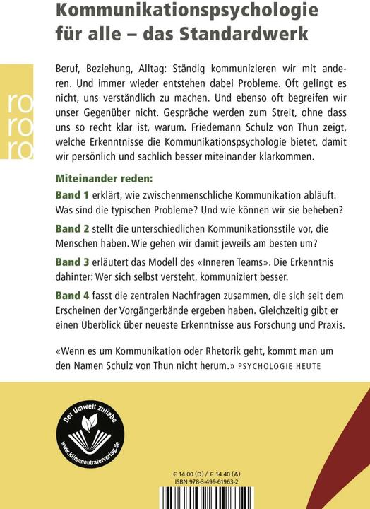 Produktbild Miteinander reden: Fragen und Antworten (Deutsch, Friedemann Schulz von Thun, 2007)