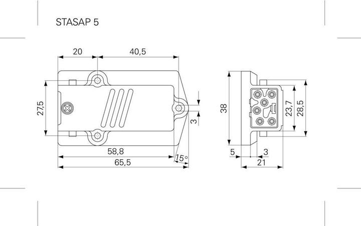 Produktbild Hirschmann Aufbaustecker STASAP 5 grau 5+PE