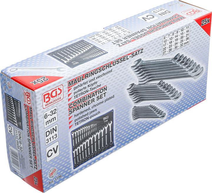 Image du produit BGS Jeu de clés mixtes 6 - 32 mm 25 pièces (32 mm, 18 mm, 11 mm, 12 mm, 20 mm, 19 mm, 27 mm, 15 mm, 13 mm, 25 mm, 6 mm, 21 mm, 7 mm, 14 mm, 29 mm, 8 mm, 10 mm, 30 mm, 23 mm, 26 mm, 22 mm, 17 mm, 28 mm, 9 mm, 16 mm, 24 mm, 31 mm)