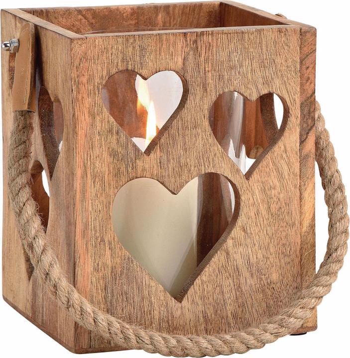 Actual product image G. Wurm Lantern heart decor, mango wood (1 x, 22 x 21 x 21 cm)