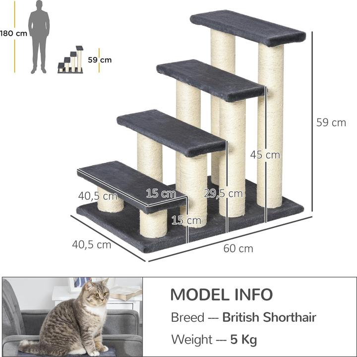 Immagine prodotto PawHut Scale per gatti (61 cm, Grigio)