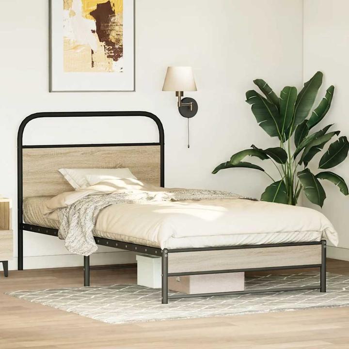 Actual product image VidaXL Bed frame without mattress 90x200 cm smoked oak wood-based material (90 x 200 cm)