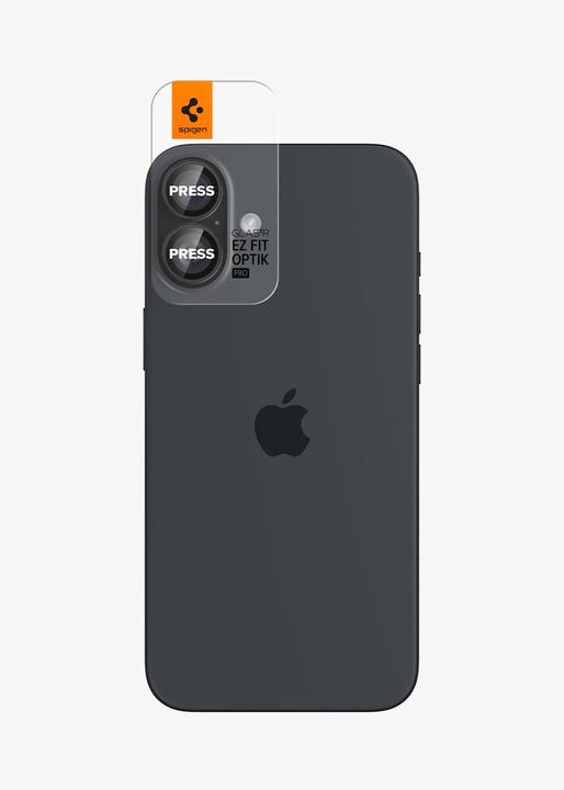 Actual product image Spigen Tempered Glass for Glass tR EZ Fit Optik Pro for iPhone 16 Plus Camera (2 pcs.) - Black (2 Piece, Apple iPhone 16 Plus)