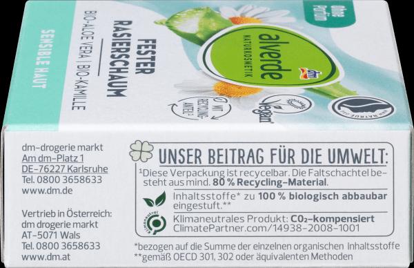 Produktbild dm alverde Fester Bio-Aloe Vera, Bio-Kamille (50 ml, Rasierschaum)