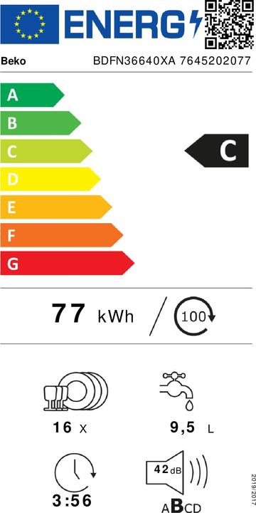 Label énergétique Beko BDFN36640XA