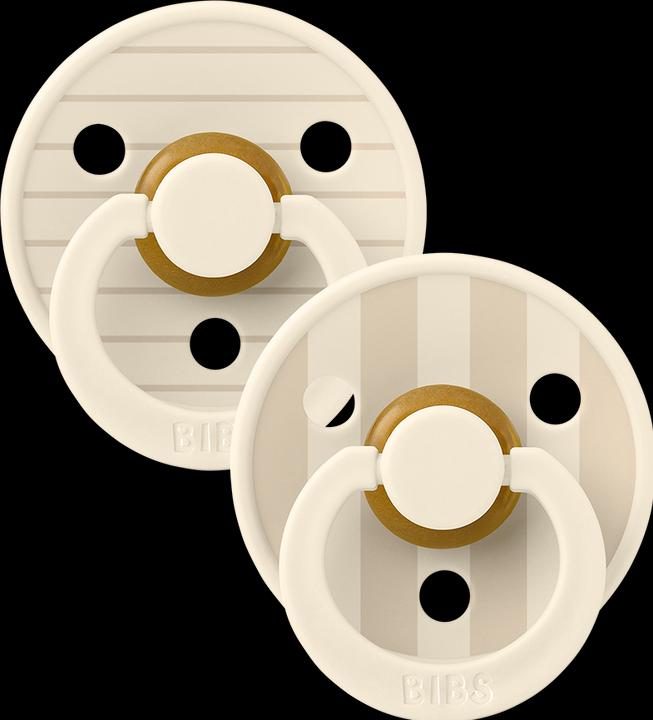 Actual product image Bibs Studio Nuggi Colour 2 PACK Latex Round 0-6m Pin Ivory Steel Blue Mix (2 x, up to 6 M.)