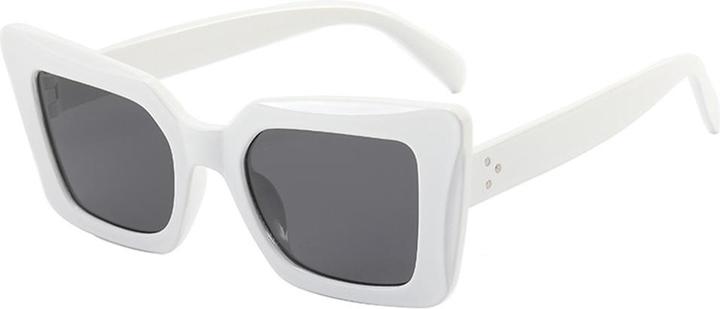 Techsuit - Sunglasses (5277) - for Women with PC Frame and Lens, Square Shape - White / Gray