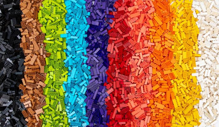 Actual product image LEGO bricks mixed colours - 160 gr. - approx. 1.000 pieces - Colorful basic bricks mix - NEW (LEGO Accessories)