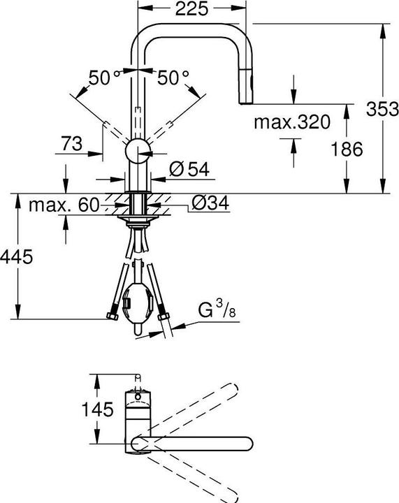 Produktbild Grohe Küchenarmatur mit Handbrause Minta supersteel matt 32322