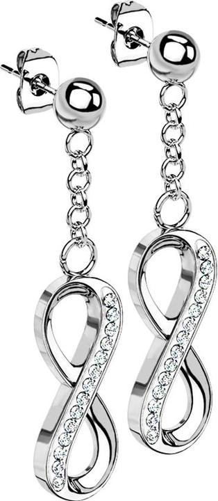 Produktbild Star Piercing Ohrstecker silber Kugel Anhänger Unendlich mit Kristallen (ohne Messing, Chirurgenstahl 316L)