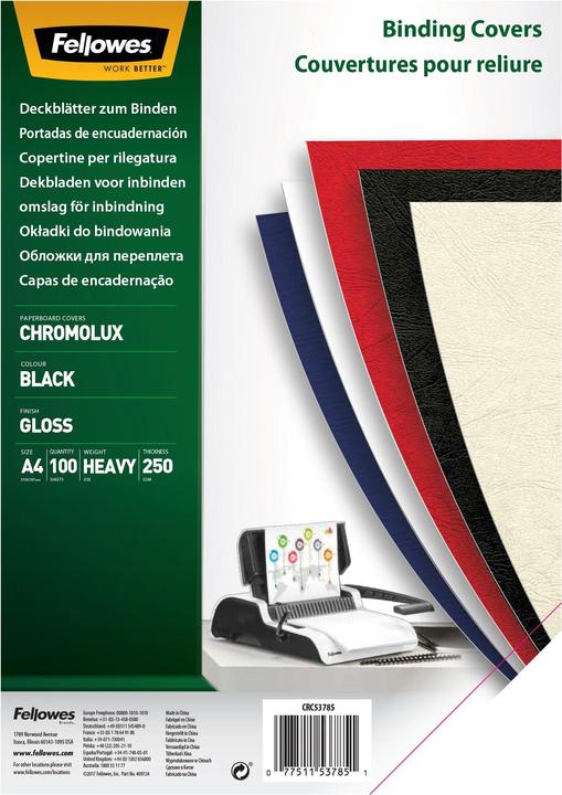 Produktbild Fellowes Chromolux Deckblatt, glänzend, schwarz