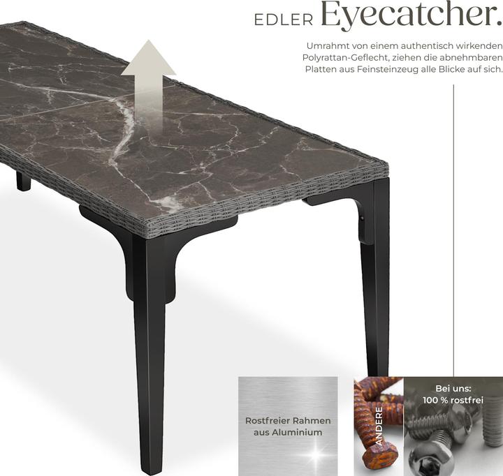 Actual product image tectake Rattan Table Foggia 196x87x76cm (196 cm)