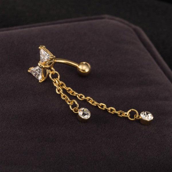 Actual product image Hermex Gold plated belly piercing with cubic zirconia (Copper-nickel alloy)