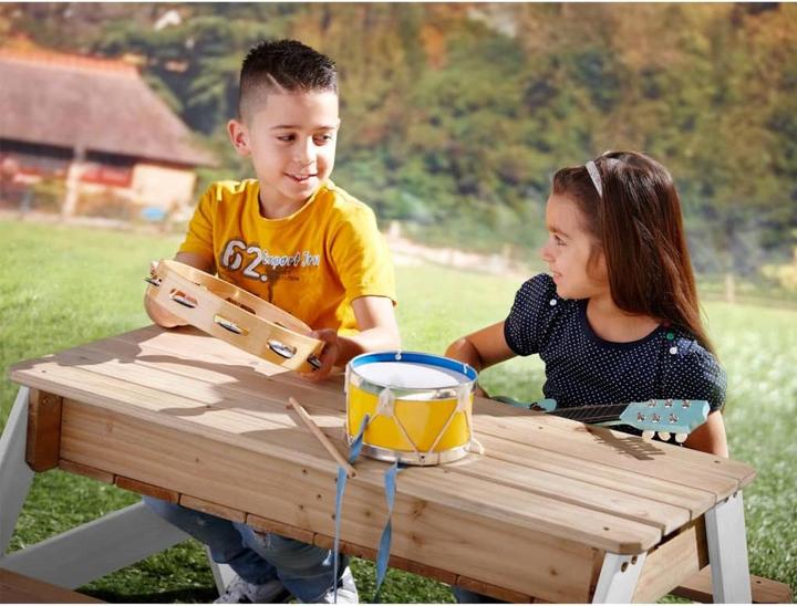 Actual product image Axi Nick Sand & Water Picnic Table Brown/White - Parasol Blue/White