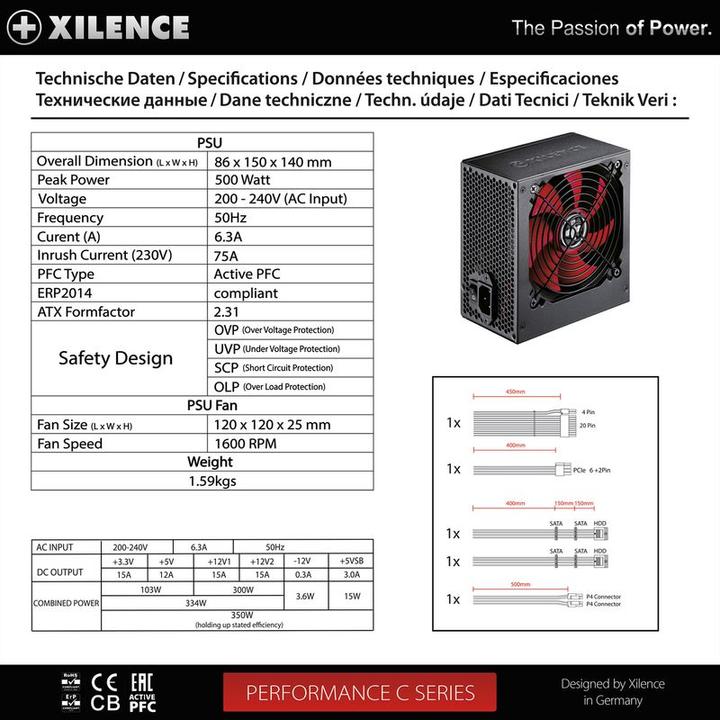 Actual product image Xilence Performance C Series (500 W)