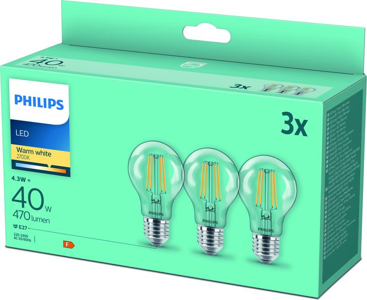 Produktbild Philips Lampe (E27, 4.30 W, 470 lm, 3 x, F)