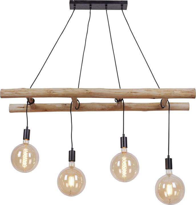 Actual product image Leuchten Direkt Pendellampe EDGAR Eukalyptusholz Kombination aus Holz & lackiertem Eisen (E27)
