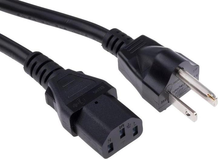 Actual product image Rs Pro Mains cable, A IEC C13 / socket, B US plug type B / plug, 10 A, 2m black, 125 V (2 m)