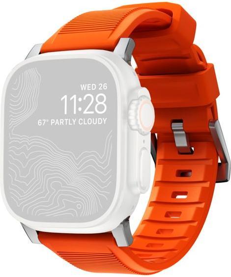Actual product image Nomad Rugged Strap -ranneke, Apple Watch 49 / 45 / 44 /, oranssi / hopea (45 mm, 44 mm, 42 mm, 49 mm, Tyres)