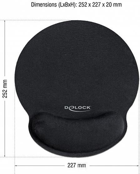 Immagine prodotto Delock Tappetino per mouse con poggiapolsi rotondo nero (S)