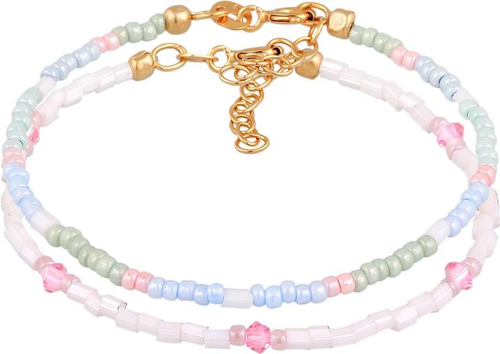 Actual product image Elli Bracelet Kids Glass Beads Pastel Set of 2 925 Silver (14 cm, 925 Sterling silver gold-plated, Glass crystal, Plastic, Glass)