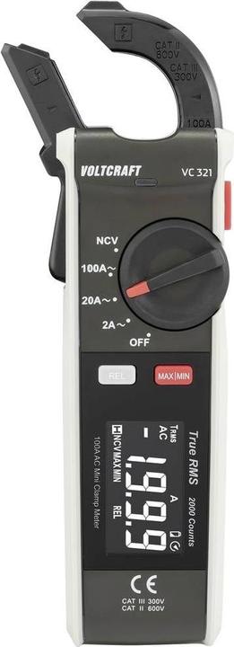 Image du produit Voltcraft VC-321 Pince ampèremétrique CAT II 600 V, CAT III 300V Affichage (Counts) : 2000 (CAT II 600V, CAT III 300V)