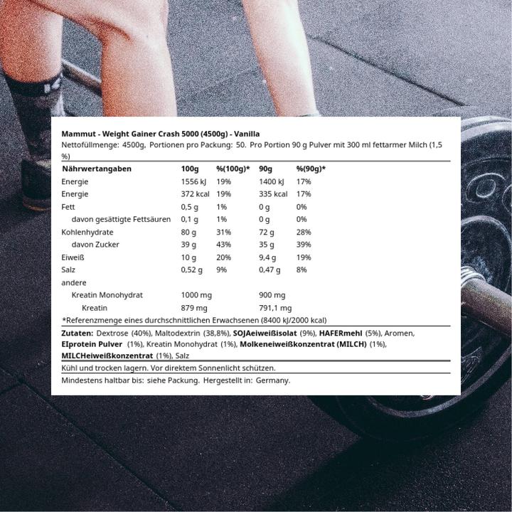 Image du produit Best Body Nutrition Best Body Mammut Weight Gainer Crash 5000, boîte de 4500 g (Vanille, 1 pcs, 4500 g)