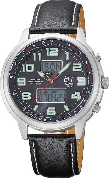 ETT EGS-11301-22L Solar Drive Funkuhr Hunter II Chronograph Herrenuhr (Chronograph, Funkuhr, 48 mm)