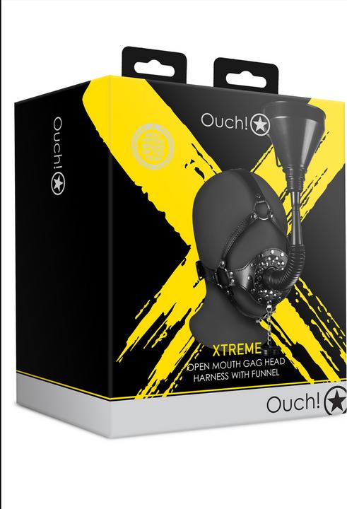 Actual product image Ouch! Open Mouth Gag Head Harness with Funnel