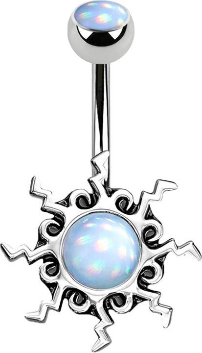 Produktbild Star Piercing Banane silber Sonne mit Epoxidstein blau (Messing, Chirurgenstahl 316L)