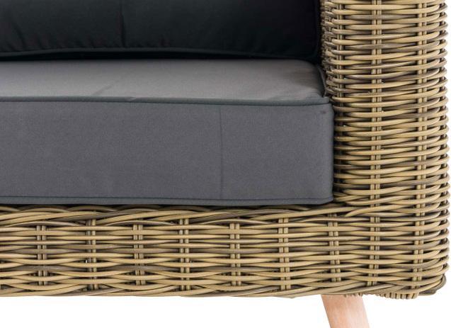 Immagine prodotto Swisshandel24 Divano a 2 posti Molde con poggiapiedi rotondo in rattan natura 40 cm (marrone chiaro), grigio ferro