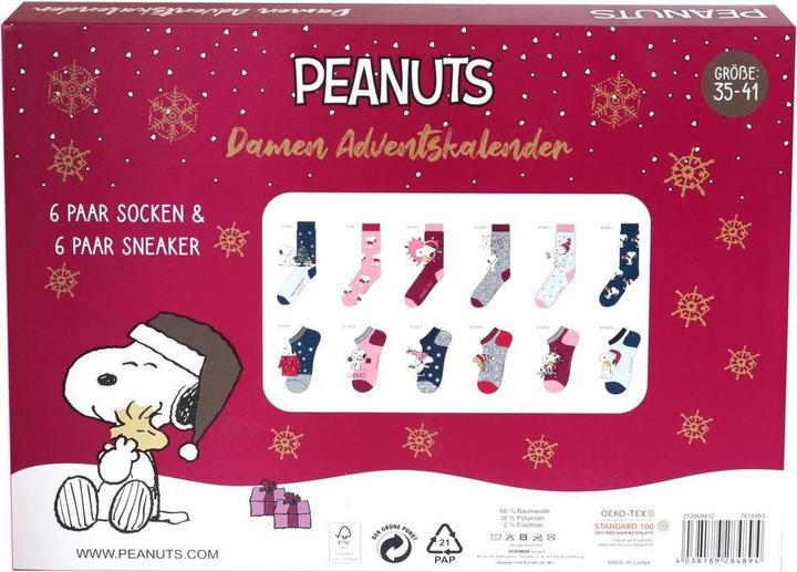 Champ Adventskalender mit Peanuts Damen-/Kinder-Socken