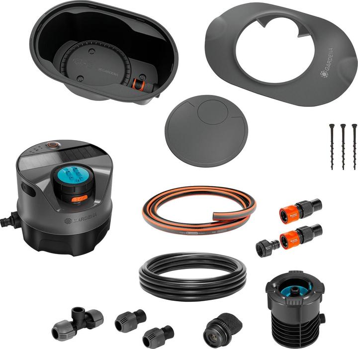 Produktbild Gardena Pipeline Bewässerungssystem AquaPrecise Komplett-Set, unterirdisch (grau/türkis, mit Pipeline Schach (Bewässerungsset)