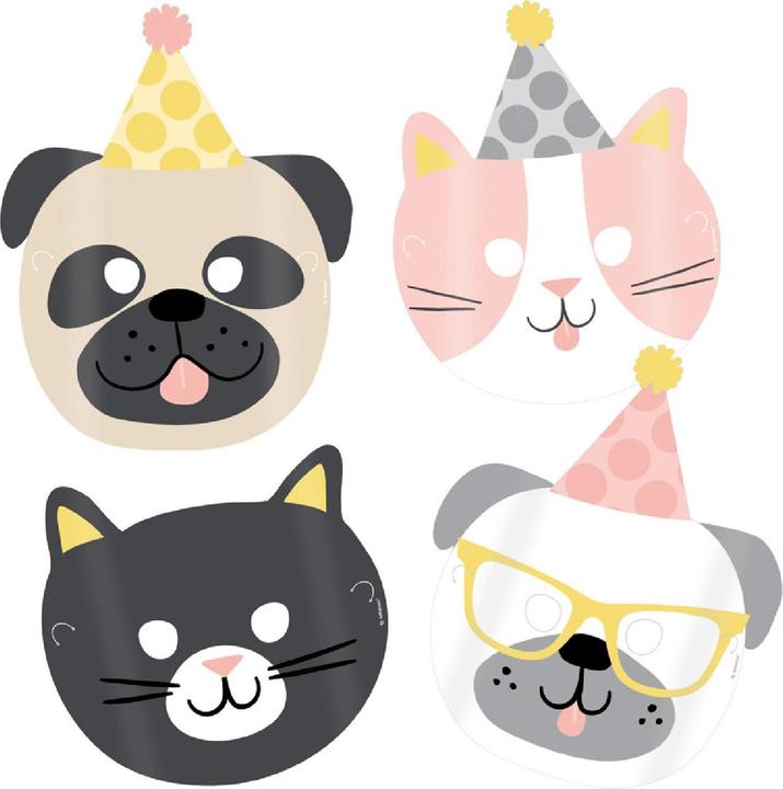 Produktbild Amscan Masques Chien et Chat (8 pièces)