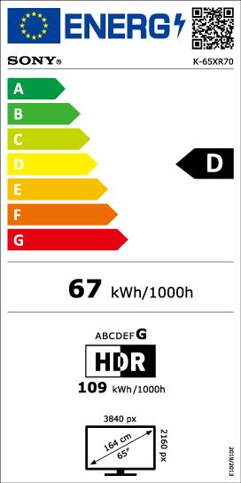 Energie-Label Sony K-65XR70AEP (65", Bravia 7, Mini-LED, 4K, 2024)