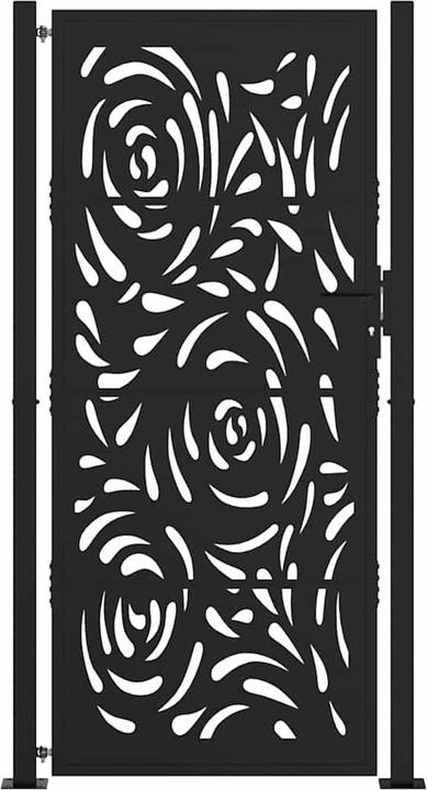 Produktbild VidaXL Gartentor Schwarz 105x205 cm Stahl Flammen-Design Zauntor Outdoor Tor