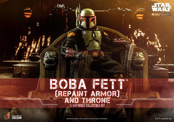 Actual product image Hot Toys Star Wars The Mandalorian Action Figure 1/6 Boba Fett (Repaint Armor) and Throne 30 cm