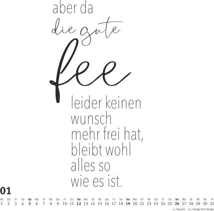 Actual product image Sayings in Square 2025 - Typo Calendar by FUNI SMART ART - Funny Quotes - Square Format 23 x 23 (23 x 23 cm, Hardcover, German)