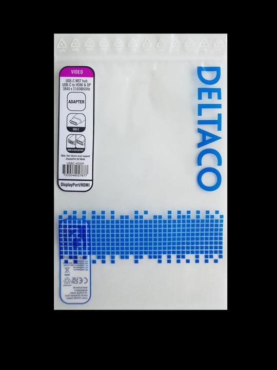 Actual product image Deltaco USB-C MST HUB, 2x 4K/60Hz, HDMI + DP (USB-C, 2 Ports)