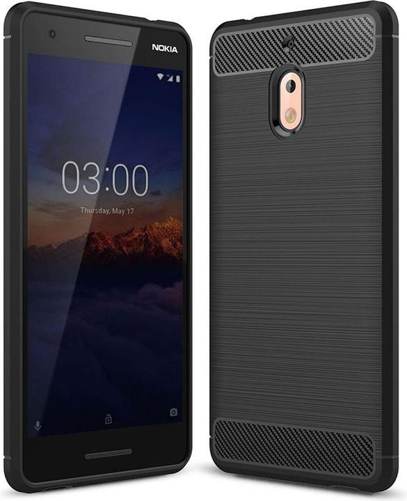 Produktbild König Design Nokia 2.1 Case Carbon Fiber Optik Brushed Schutz Hülle Bumper Etui Cover Schwarz (Nokia 2.1)