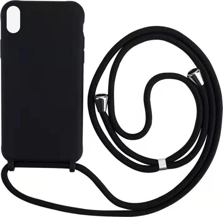 Actual product image mobileup Silicone Case with Lanyard for iPhone XR - Black (Apple iPhone XR)