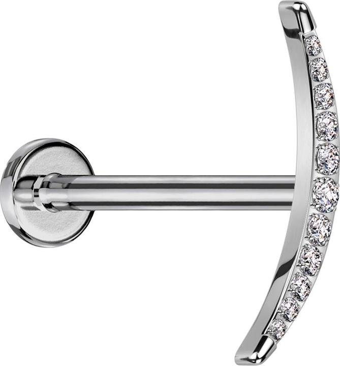 Produktbild Star Piercing Micro Labret Innengewinde silber Mondsichel silber mit Kristallen silber (Titan G23, ohne Messing)
