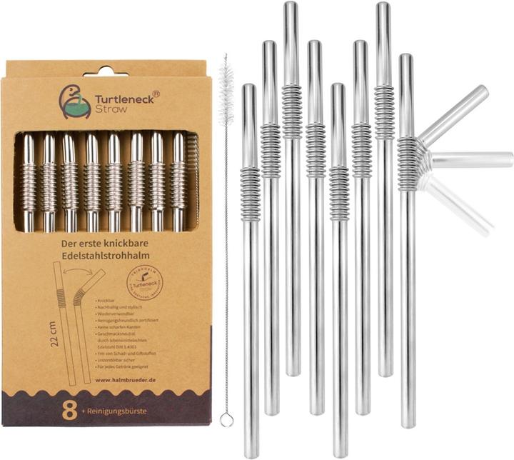 Image du produit Turtleneck Straw Pailles pliables en acier inoxydable (8 x)