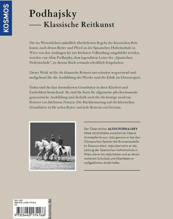 Actual product image Kosmos Die klassische Reitkunst (German, Alois Podhajsky, 2024)