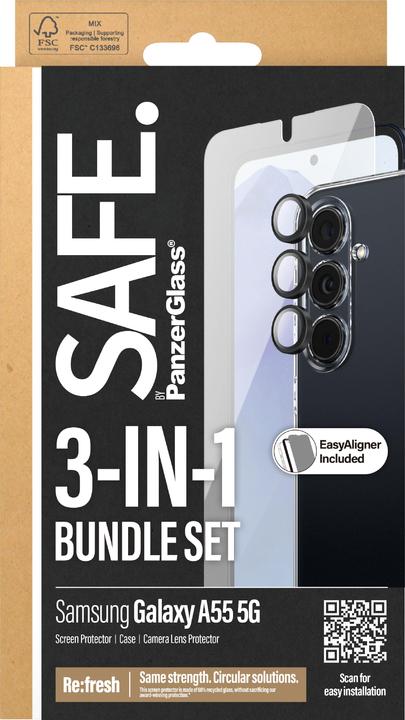 Actual product image Safe Edge to Edge Glass + Case (1 Piece, Samsung Galaxy A55)
