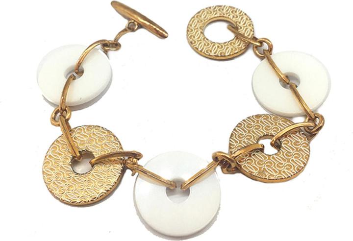 Actual product image Guess Ladies' bangle CWB10902 Gold White (21 cm) (21 cm, Ceramic, Steel, Steel/ceramic)