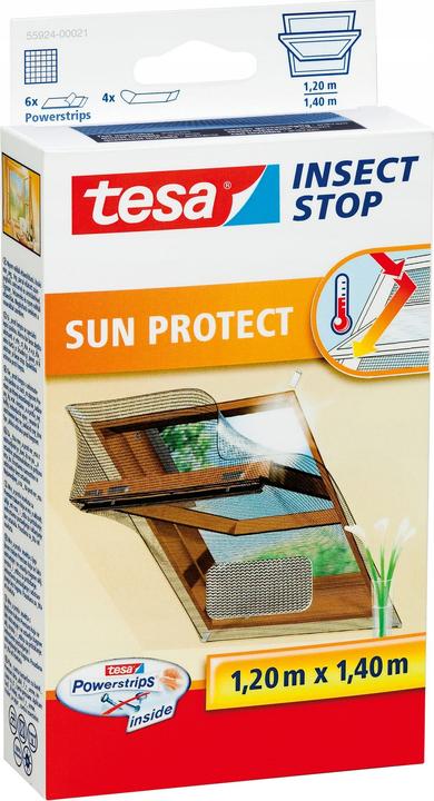 Produktbild tesa Insektenschutz COMFORT für Dachfenster, mit Klettband, selbstklebend, ohne Bohren (120 x 140 cm)
