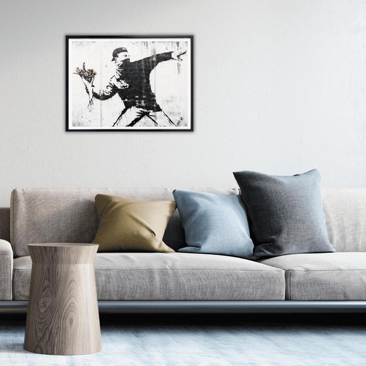 Actual product image Trenddeko Poster Banksy - The flower thrower 60 x 50 cm, paper (60 x 50 cm)