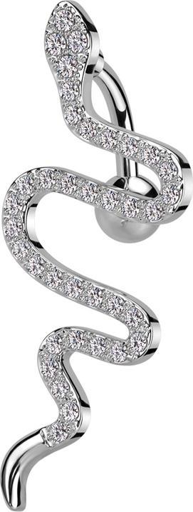 Produktbild Star Piercing Banane silber mit Kugel Schlange Kristalle silber (Messing, Chirurgenstahl 316L)