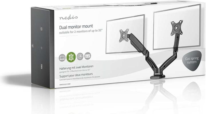 Actual product image Nedis Desk Monitor Holder | Gas Spring | 2 Screen(s) | 15 - 32 " | 75x75 / 100x100 | Vol (Table, 32")